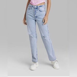 NWT Wild Fable womens super high-rise straight jeans Light Wash size 14